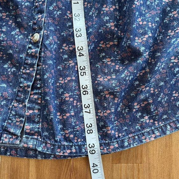 Vermont Country Store Denim Dress Womens Sm Floral Button Front Cottage Prairie - Picture 13 of 15